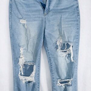 Sneak Peek Light Blue Distressed Boyfriend Jeans